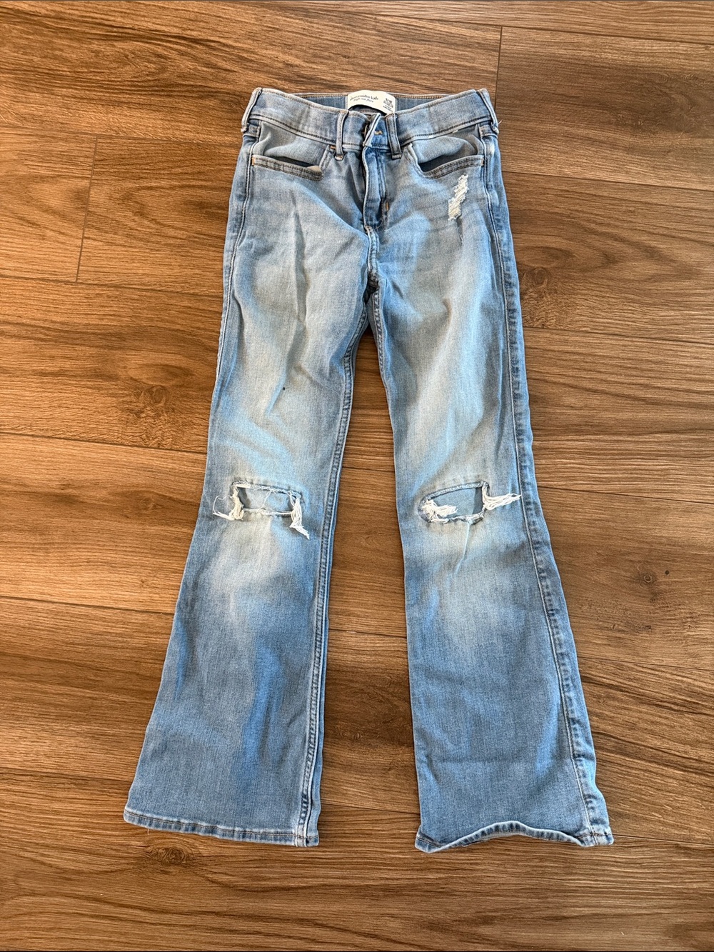 Abercrombie Blue Distressed Girls Flare Jeans